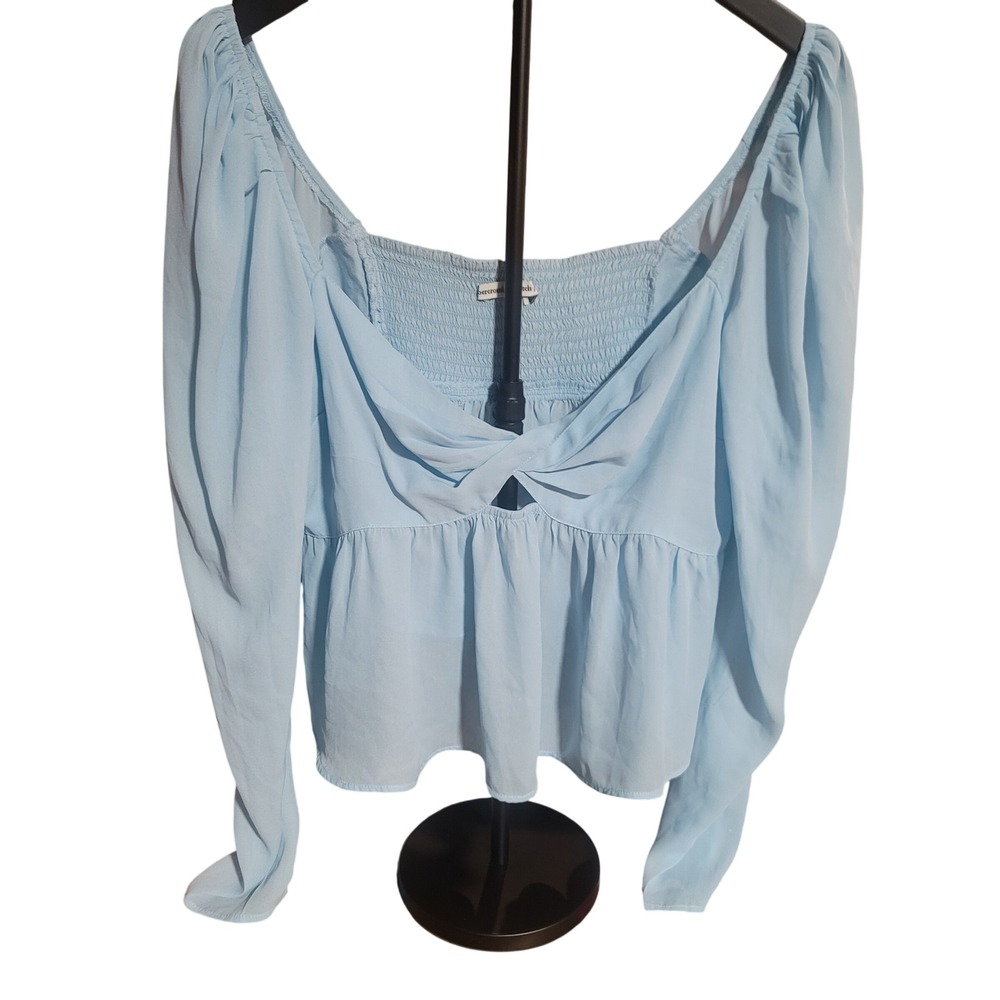 Abercrombie &‎ Fitch Light Blue Twist Front Fairycore Babydoll Coquette Top XL